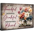 thumbnail image 1 of Farmhouse Wall Art Thankful Grateful Blessed Wall Decor for Kitchen Rustic Christian Blessed Sign Decor Butterfly Floral Pictures Family Canvas Prints Artwork for Living Room Home Decorations 12x16", 1 of 6
