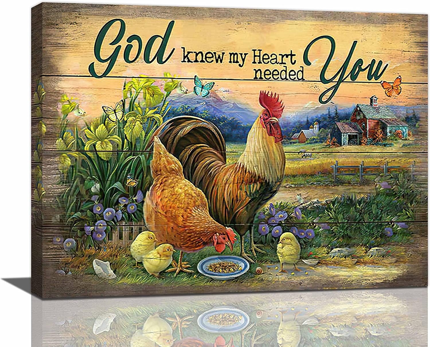 Farmhouse Wall Art Vintage Rustic Chicken Rooster Pictures Wall Decor