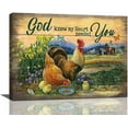 thumbnail image 1 of Farmhouse Wall Art Vintage Rustic Chicken Rooster Pictures Wall Decor Country Farm Barn Painting Inspirational Christian Canvas Print Modern Framed Home Decor for Bathroom Bedroom 16"x12", 1 of 1