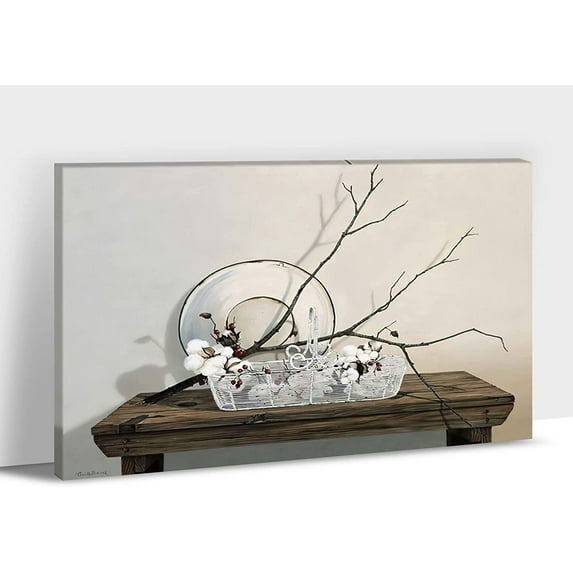 Farmhouse Wall Art - Vintage Still Life Pictures Wall Art, Modern Farmhouse Wall Decor for Living Room, Rustic Things Neutral Canvas Print, Framed Artwork for Country Home Wall Decor (12x18 Inch)