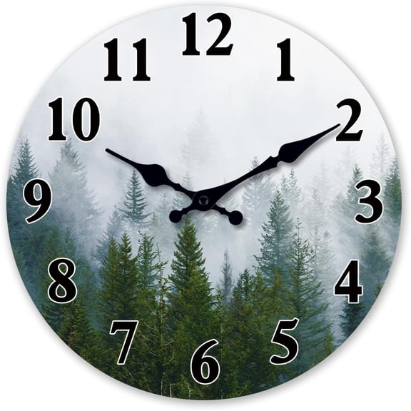 Farmhouse Wall Clock Battery Operated 10 Inch Silent Non-Ticking Wooden Wall Clocks Country Flower Field Clock for Kitchen Living Room Bedroom Decor