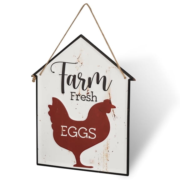 Farmhouse Wall Decor Signs, Rustic House-Shaped Hanging Plaques with Farm Animals,