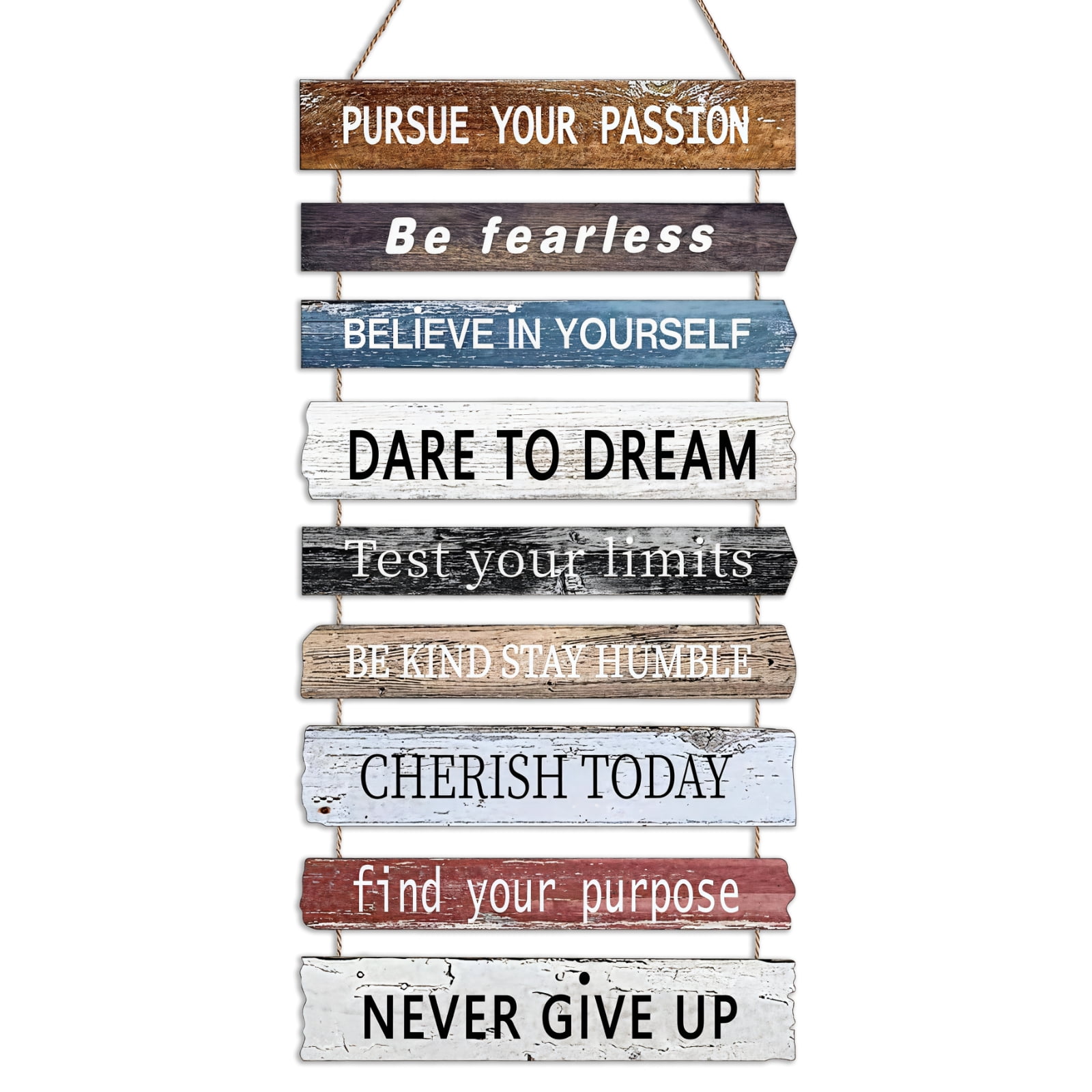 Farmhouse Wall Decor, Vintage Wooden Hanging Sign with Inspirational Phrases, Decorative Western Wall Art Dcoeration for Living Room Bedroom Bathroom Kitchen