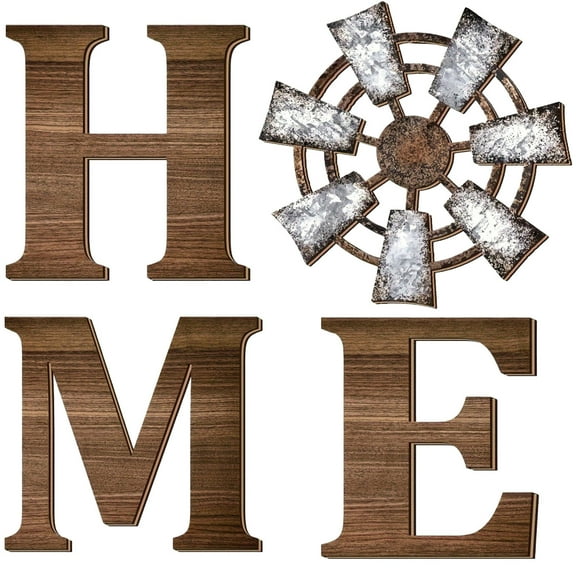 Farmhouse Wall Home Sign, Artificial Rustic Wooden Hanging Letters Decorative, for Living Room Kitchen Entryway Housewarming Gift, Brown