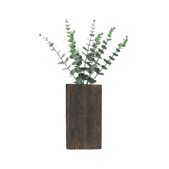Farmhouse Wall Planter Vase - Wood Hanging Decor with Eucalyptus for Indoor/Outdoor Use, Boho Floral Arrangement for Kitchen, Bathroom & Office Spaces