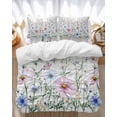 thumbnail image 1 of Farmhouse Watercolor Bedding Duvet Cover Set Full Size 4 Pieces Wildflowers Plants Retro Grey Plaid Bedding Set with Zipper Closure, 1 Comforter Cover 86x86 Inches 1 Flat Sheet & 2 Pillow Cases, 1 of 7