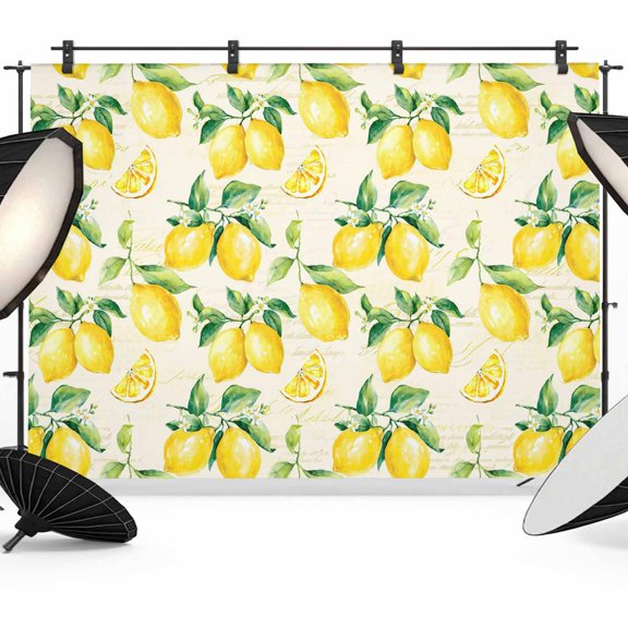Farmhouse Watercolor Photography Backdrop 7x5FT, Lemon Fruit Beige Letter Background Photo Backdrops, Background for Photography Studio Photo Studio Background, Back Drop for Photoshoot