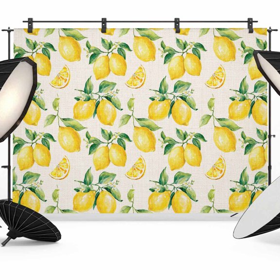 Farmhouse Watercolor Photography Backdrop 7x5FT, Lemon Fruit Retro Linen Texture Photo Backdrops, Background for Photography Studio Photo Studio Background, Back Drop for Photoshoot