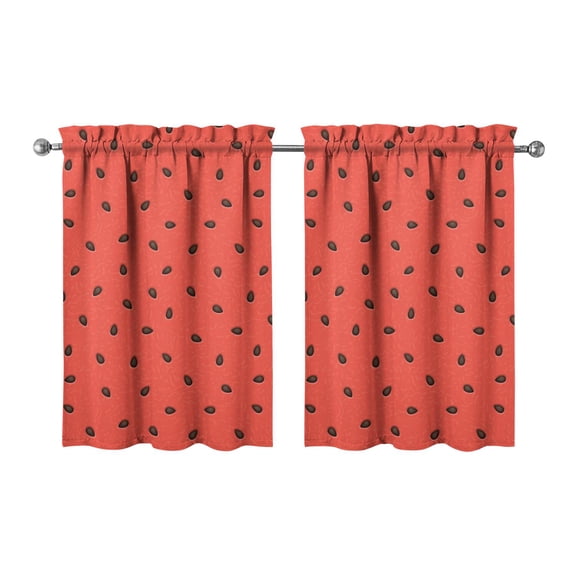 Farmhouse Watermelon Print Kitchen Curtains Set of 2 - 27.5x36 Inch Tropical Watermelon Design Tier Curtains, Light Filtering Rod Pocket Short Curtains for Home Decor