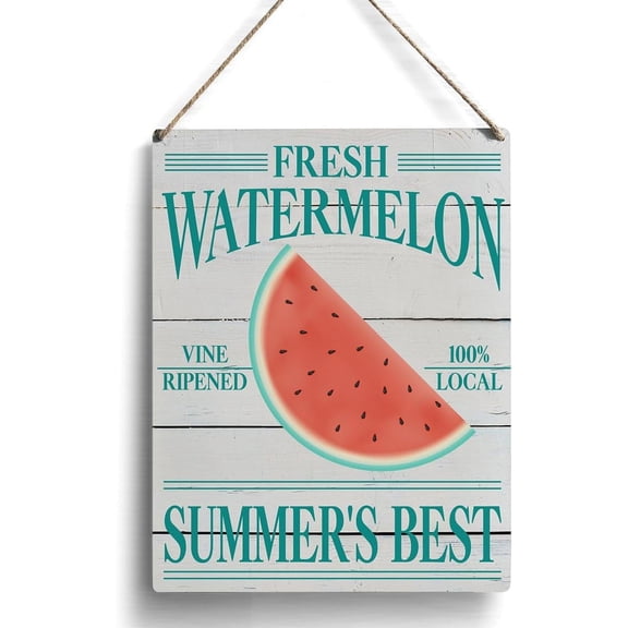 Farmhouse Watermelon Wooden Sign Artwork, Summer Watermelon Wood Sign Wall Art Hanging Sign Home Kitchen Decor 8x10 Inch