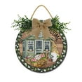 thumbnail image 1 of Farmhouse Welcome Sign Front Door Porch Decorations, Round Rustic Wood Hanging Sign for Farmhouse Porch Outdoor Home Holiday Front Door Sign Decor, 1 of 5