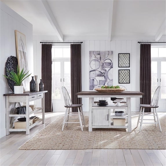 Farmhouse White 5 Piece Gathering Table Set