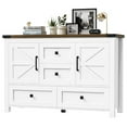Farmhouse White Dresser for Bedroom with 4 Drawers and 2 Barn Doors