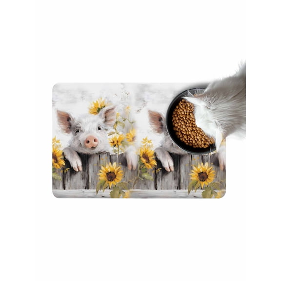 Farmhouse White Pig Doormat Non Slip Diatomaceous Earth Door Mat Absorbent Quick Dry Soft Washable Entrance Rug for Bathroom Laundry Room 24"x36"