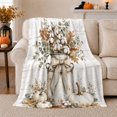 thumbnail image 1 of Farmhouse White Pumpkin Metal Pitcher Eucalyptus and Leaf Art, Warm Flannel Blanket, Home Decor for Fall Decor Fans, Sofa and Entry Nook, Thanksgiving Gift, Rustic Harvest Pattern, 1 of 9