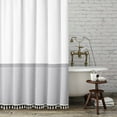 thumbnail image 1 of Seasonwood Farmhouse White Shower Curtain with Gray Striped and Tassels Modern Shower Curtain for Bathroom 72" x 72", 1 of 6