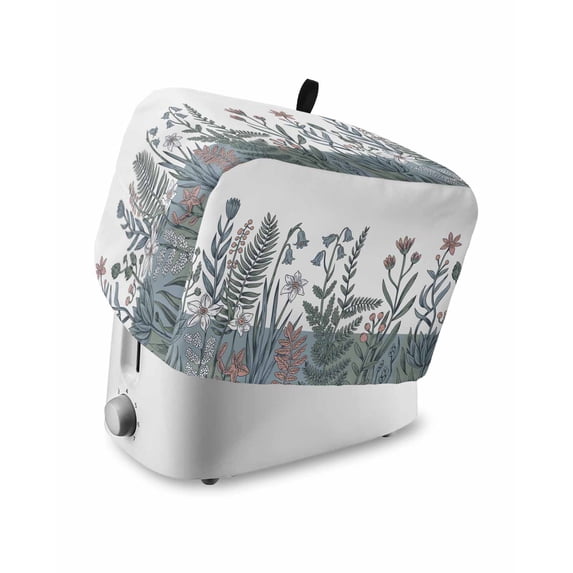 Farmhouse Wildflower Toaster Cover 4 Slice, Large Kitchen Appliance Covers, Spring Summer Watercolor Floral Plant Toaster Oven Cover with Loop, Bread Machine Cover Polyester Dust Cover Protection