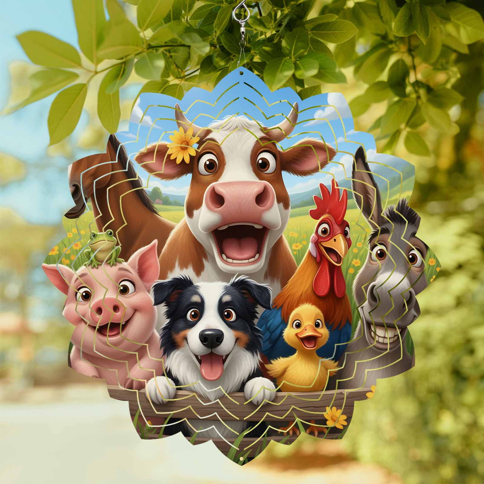 Farmhouse Wind Spinner for Garden Yard 12In, Funny Cow Horse Pig Face ...