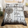 thumbnail image 1 of Farmhouse Windmill Duvet Cover King, Vintage Rustic Windmill Comforter Cover Farmhouse Gifts For Women, Botanical Leaves Butterfly Bedding Set Retro Barn Door Wooden Quilt Cover, 2 Pillow Cases, 1 of 5