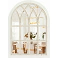 thumbnail image 1 of Farmhouse Window Pane Mirror, Large Decorative White Wall Mirror for Living Room Kitchen Entryway, 24 L x 34 (White Frame with Brown), 1 of 8