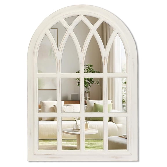 Farmhouse Window Pane Mirror, Large Decorative White Wall Mirror for Living Room Kitchen Entryway, 24 L x 34,White