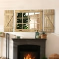 thumbnail image 1 of Farmhouse Window Pane Mirror with Shutters, Decorative Distressed Wood Mirrors for Living Room(Window Mirrorx1,Shuttersx2), Natural, 1 of 6