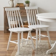 Farmhouse Wooden Dining Chairs Set of 2, Windsor Spindle Back Chair for Kitchen & Dining Room, White