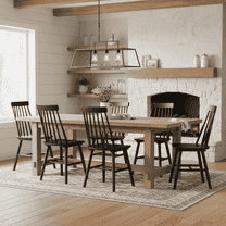 Farmhouse Windsor Dining Chairs Set of 6,  Solid Wood Spindle Back Chair for Kitchen & Dining Room, Black