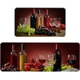 Farmhouse Wine Kitchen Rugs and Mats Set of 2, Red Wine Kitchen Mat