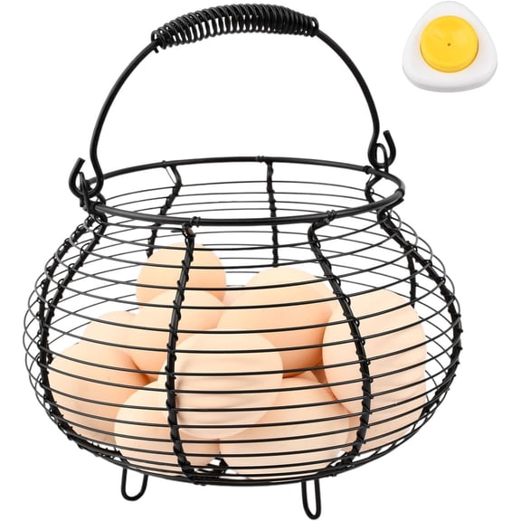Farmhouse Wire Egg Baskets for Gathering Fresh Egg With Egg Piercer