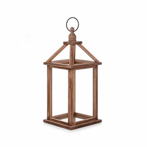 Farmhouse Wood Candle Lantern,Rustic Hanging Candle Stand with Top Loop Ring for Home Living Room Patio Entryway