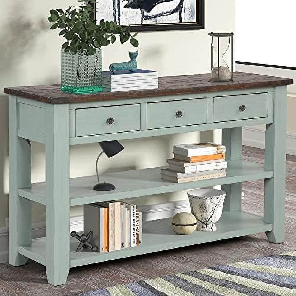 Farmhouse Wood Console Table with Drawers for Entryway Narrow Hallway ...