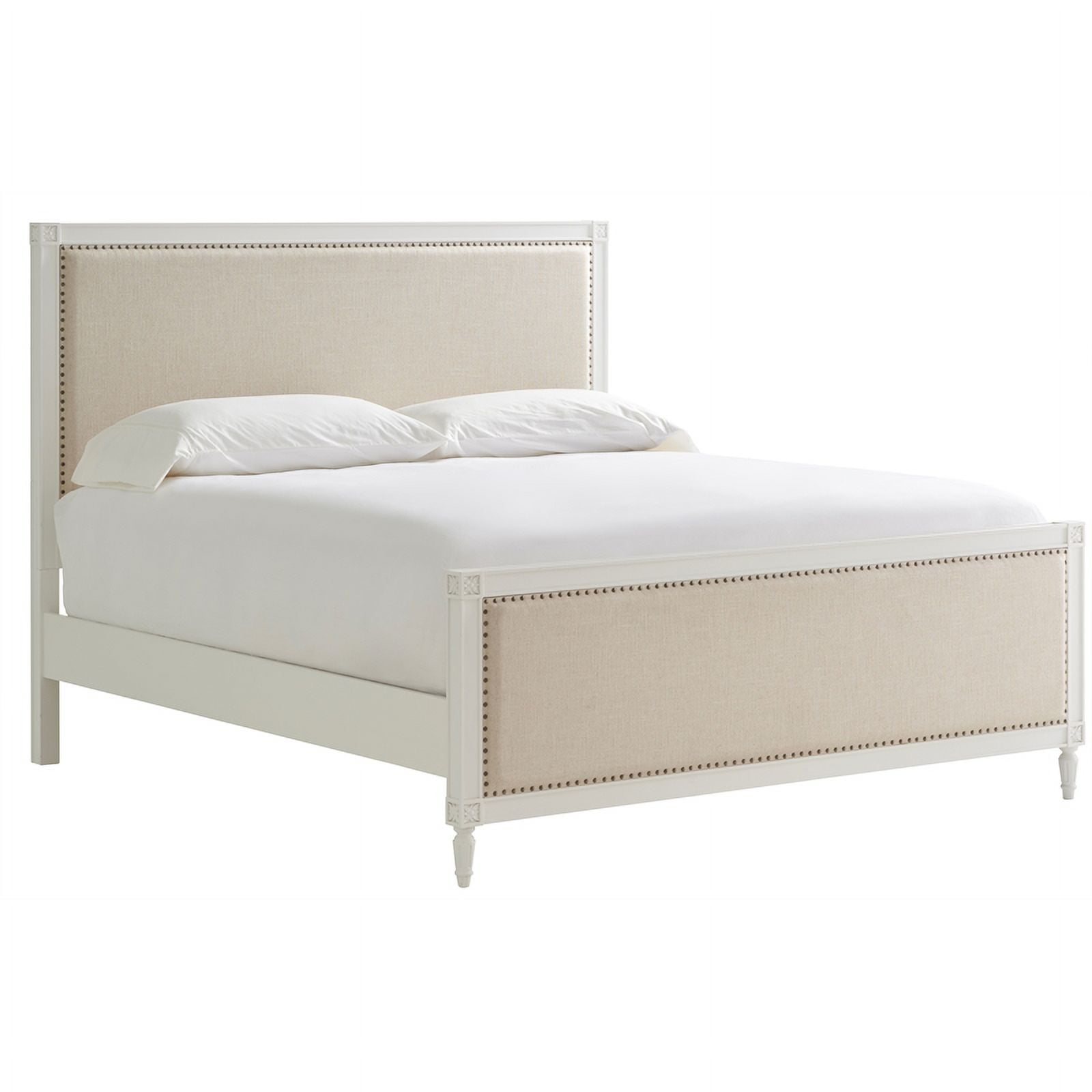 Farmhouse Wood Framed Upholstered Queen Bed in White - Walmart.com