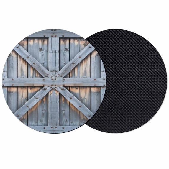 Farmhouse Wood Grain Coasters Set of 2, Absorbent Coasters for Drinks, Vintage Country Barn Gate Textured Coaster for Desk Coffee Table Protection, Home Decor House Warming Gifts 4"