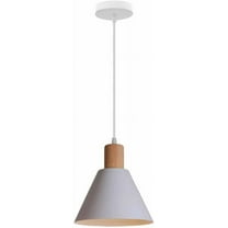 Farmhouse Wood Metal Pendant Lamp, Modern Simple Iron Pendant Lighting, Industrial Rustic Pendant Light, Nordic Style Pendant Light Fixture for Dining Room Kitchen Island Hallway Closet