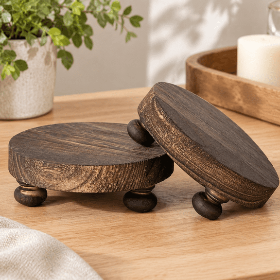 Farmhouse Wood Riser for Display, Brown, 2 pcs