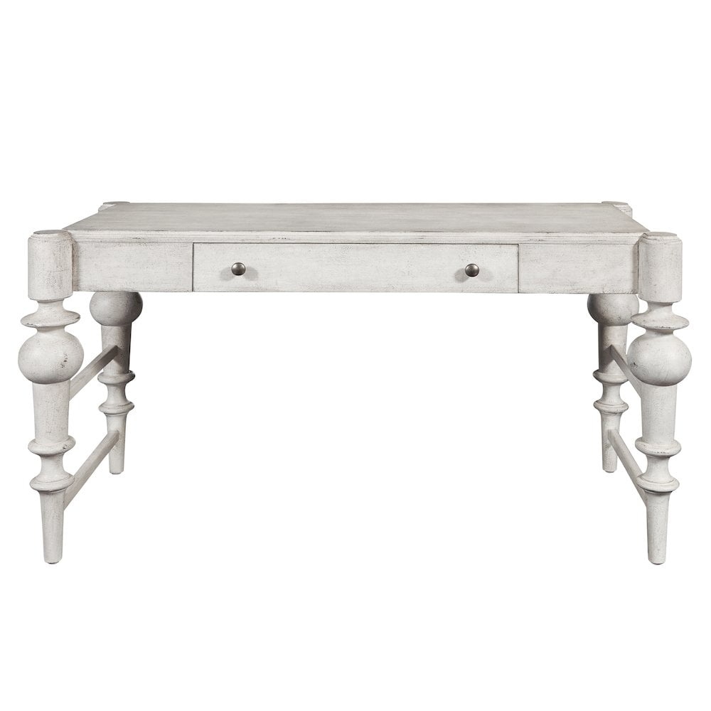Dove Gray Farmhouse Wood Writing Desk with Drawer