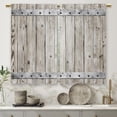thumbnail image 1 of Farmhouse Wooden Barn Door Kitchen Curtains Country Wood Western Small Short Cafe Window Curtains Rustic Vintage Bathroom Window Drapes Treatment Tier Curtains 2 Panels (27.5x39 Inch), 1 of 6