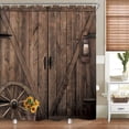 thumbnail image 1 of Farmhouse Wooden Barn Door Shower Curtain for Bathroom Decor 72Wx72H Rustic Wood Western Brown Sunflower Vintage Country Wheel Art Printed Fabric Polyester Waterproof 12 Pack Plastic Hooks, 1 of 6