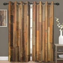 Farmhouse Wooden Blackout Curtains Brown Vintage Rural Lodge Old Wood Planks Bedroom Living Room Curtains Rustic Western Country Style Cabin Grommets Curtain 26"W x 54"L (Pack of 2)