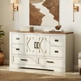 thumbnail image 1 of Farmhouse Wooden Dresser with 6 Drawers & 2 Barn Doors,Antique White, 1 of 6