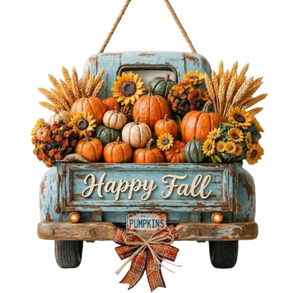 Farmhouse Wooden Fall Truck Door Hanger, Welcome Hanging Sign for Autumn Harvest Thanksgiving Outdoor Indoor Wall Decor.Large