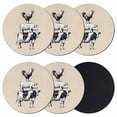 thumbnail image 1 of Farmhouse Wooden Grain Coasters Set of 6, Absorbent Coasters for Drinks, Vintage Country Cow Pig Chicken Beige Coaster for Desk Coffee Table Protection, Home Decor House Warming Gifts 4", 1 of 8