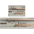 thumbnail image 1 of Farmhouse Wooden Kitchen Rugs and Mats Non Skid Washable Set of 2, Blue Brown Vintage Kitchen Runner Rug, Love Quotes Home Kitchen Floor Mat Under Sink Mat Throw Rug for Doormat, 1 of 6