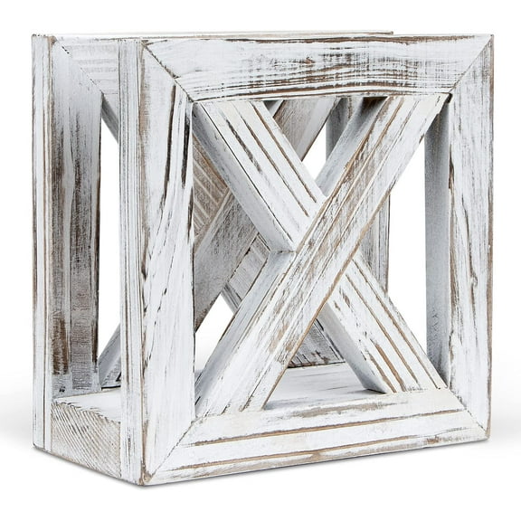 Farmhouse Wooden Napkin Holder for Tables, Rustic Kitchen Decor for Counter, Ideal Napkin Dispenser for Dining Counter tops (White)