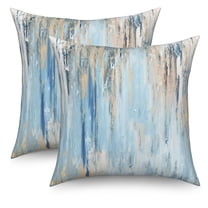 Farmhouse Wooden Pillow Covers 18x18 Inch Set of 2,Rustic Blue Brown Outdoor Decor Throw Pillows Case for Home Sofa Bed Couch