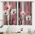 thumbnail image 1 of Farmhouse Wooden Pink Daisy Rustic Country Floral Bathroom Window Kitchen Short Curtains, 1 of 6