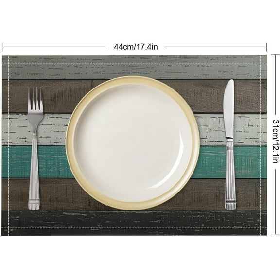 Farmhouse Wooden Placemats Set of 6, Rustic Style Old Vintage Oak Barn Textured Planks Print Table Mats for Home Dining Table Kitchen Farm Party Decor 6PCS