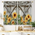thumbnail image 1 of Farmhouse Wooden Sunflower Barn Kitchen Curtains Country Flower Wood Small Short Cafe Window Curtains Rustic Floral Western Bathroom Drapes Treatment Tier Curtains 2 Panels (27.5x39 Inch), 1 of 6