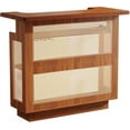 thumbnail image 1 of Farmhouse Woven Rattan Bar Unit U-Shaped Top Bar Table with Ample Storage & Stemware Racks Multi-functional Liquor Cabinet Brown, 1 of 6